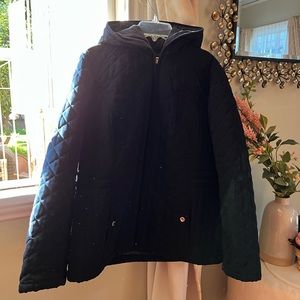 Navy Blue Quilted Jacket with Hoodie - Laundry by Design